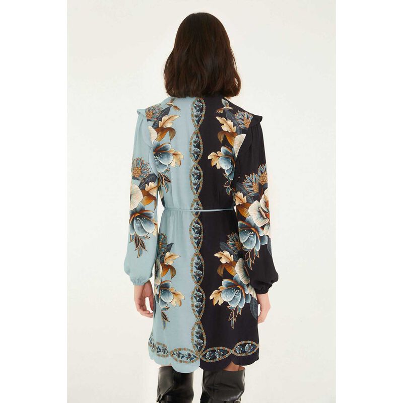 FARM Rio Snake Garden Mix Wrap Wavy Mini Dress image number 1